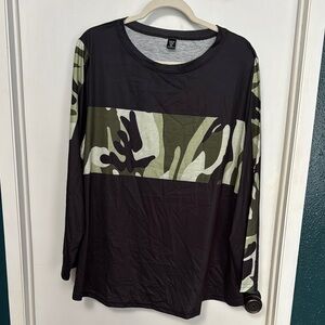 SHEIN Curve Black Long Sleeve Shirt